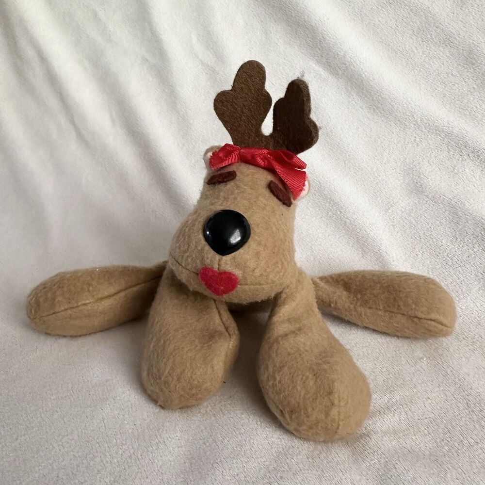 Hallmark Rhonda Reindeer Plush 4.5" Rodney Friend 1988 Stuffed Animal Red Bow